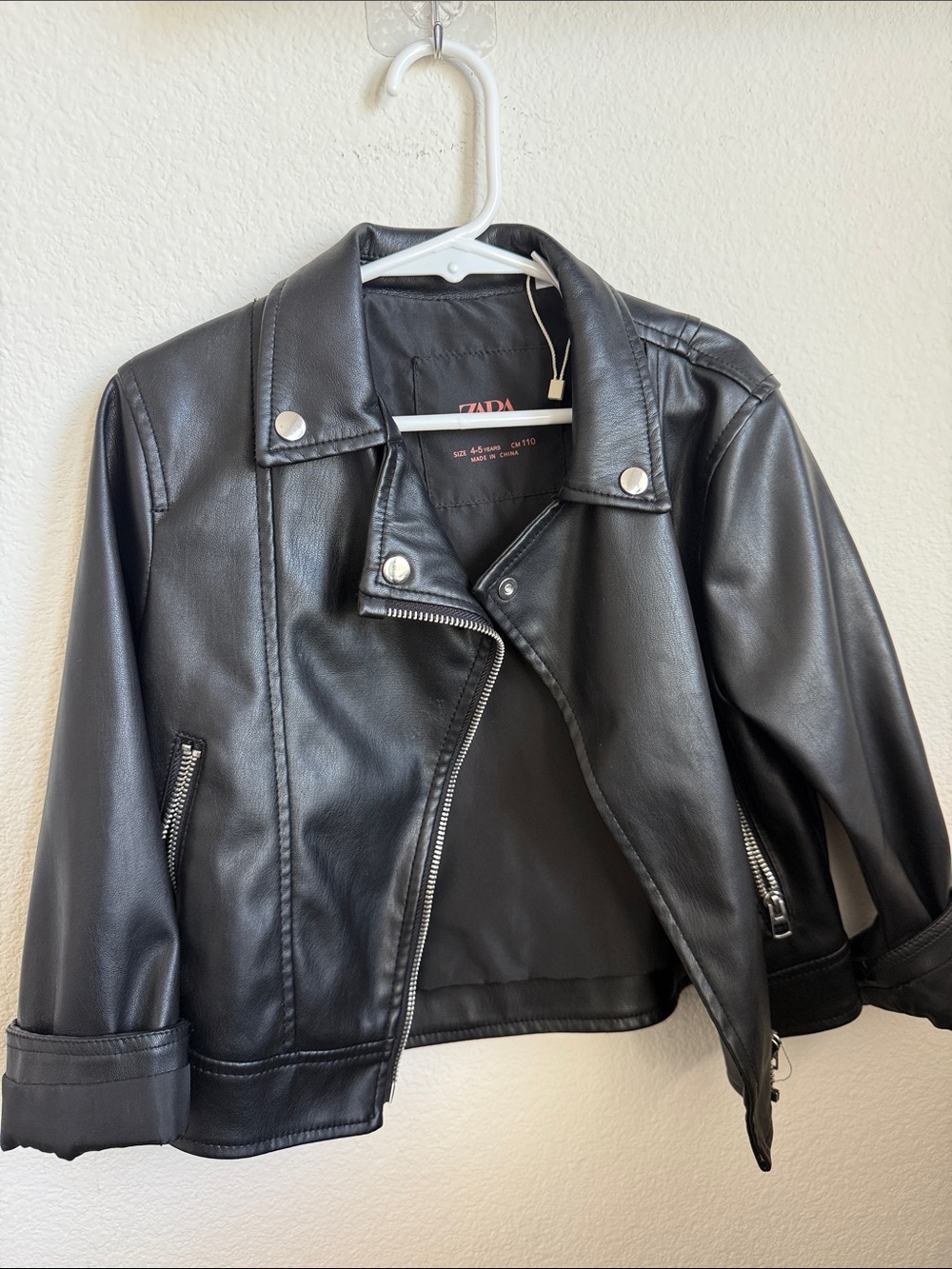 Zara Black Faux Leather Moto Jacket with Silver Hardware